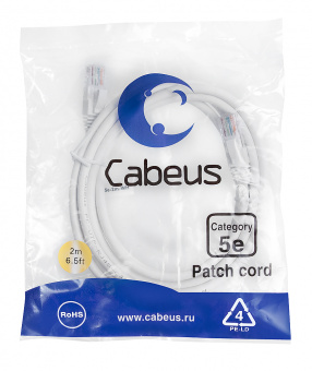 Патч-корд Cabeus PC-UTP-RJ45-Cat.5e-2m-WH патч-корд cabeus pc-utp-rj45-cat.5e-2m-wh