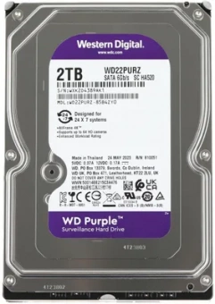 Жесткий диск WD Purple, 2ТБ, HDD, SATA III, 3.5 жесткий диск wd purple, 2тб, hdd, sata iii, 3.5