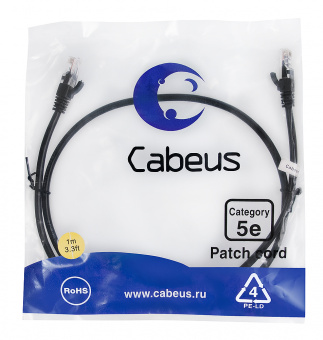 Патч-корд Cabeus PC-UTP-RJ45-Cat.5e-1m-BK патч-корд cabeus pc-utp-rj45-cat.5e-1m-bk