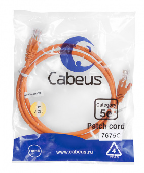 Патч-корд Cabeus PC-UTP-RJ45-Cat.5e-1m-OR патч-корд cabeus pc-utp-rj45-cat.5e-1m-or