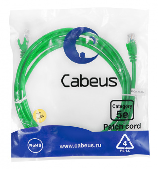Патч-корд Cabeus PC-UTP-RJ45-Cat.5e-3m-GN патч-корд cabeus pc-utp-rj45-cat.5e-3m-gn