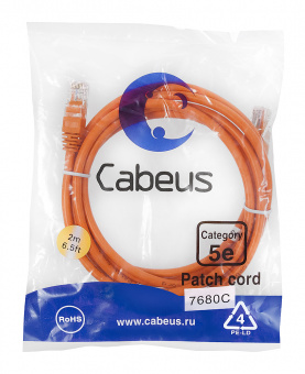 Патч-корд Cabeus PC-UTP-RJ45-Cat.5e-2m-OR патч-корд cabeus pc-utp-rj45-cat.5e-2m-or