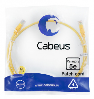 Патч-корд Cabeus PC-UTP-RJ45-Cat.5e-1m-YL патч-корд cabeus pc-utp-rj45-cat.5e-1m-yl