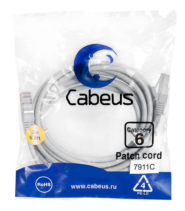 Патч-корд Cabeus PC-FTP-RJ45-Cat.6-3m-LSZH патч-корд cabeus pc-ftp-rj45-cat.6-3m-lszh