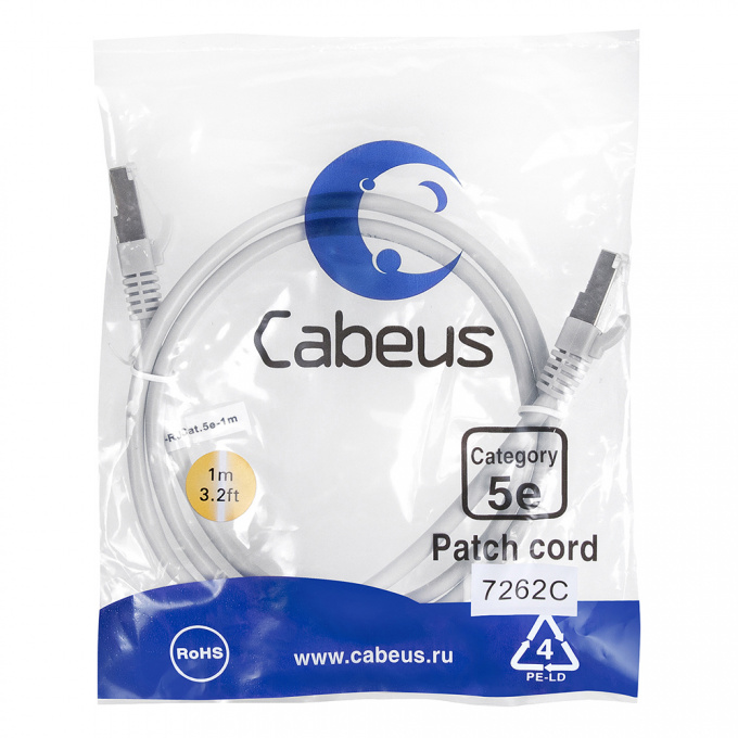 патч-корд cabeus pc-ftp-rj45-cat.5e-1m
