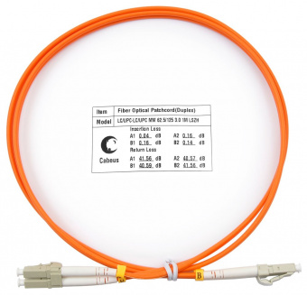 шнур оптический duplex cabeus fop-62-lc-sc-5m (7611c)