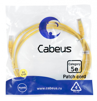Патч-корд Cabeus PC-UTP-RJ45-Cat.5e-2m-YL патч-корд cabeus pc-utp-rj45-cat.5e-2m-yl