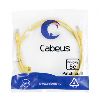 Патч-корд Cabeus PC-UTP-RJ45-Cat.5e-1.5m-YL патч-корд cabeus pc-utp-rj45-cat.5e-1.5m-yl