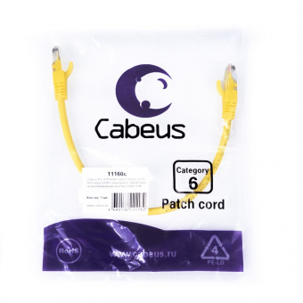 патч-корд cabeus pc-utp-rj45-cat.6-0.3m-yl-lszh (11160c)