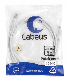 Патч-корд Cabeus PC-UTP-RJ45-Cat.5e-1.5m-WH патч-корд cabeus pc-utp-rj45-cat.5e-1.5m-wh