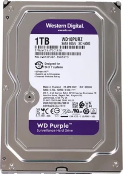 жесткий диск wd purple, 1тб, hdd, sata iii, 3.5