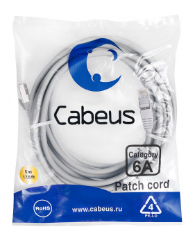 Патч-корд Cabeus PC-SSTP-RJ45-Cat.6a-5m-LSZH патч-корд cabeus pc-sstp-rj45-cat.6a-5m-lszh