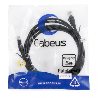 Патч-корд Cabeus PC-UTP-RJ45-Cat.5e-3m-BK патч-корд cabeus pc-utp-rj45-cat.5e-3m-bk