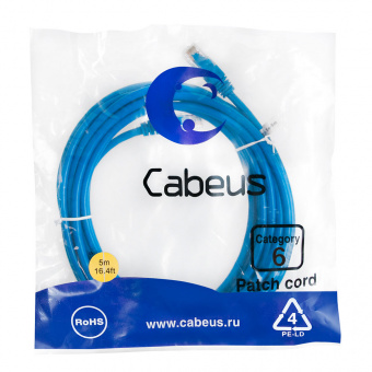 Патч-корд Cabeus PC-UTP-RJ45-Cat.6-5m-BL патч-корд cabeus pc-utp-rj45-cat.6-5m-bl