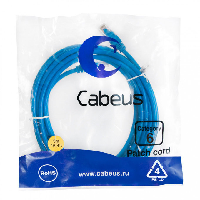 патч-корд cabeus pc-utp-rj45-cat.6-5m-bl
