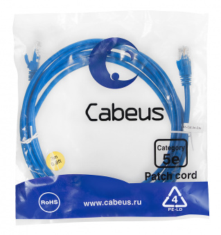 патч-корд cabeus pc-utp-rj45-cat.5e-3m-bl