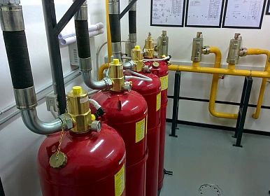Монтаж газового пожаротушения