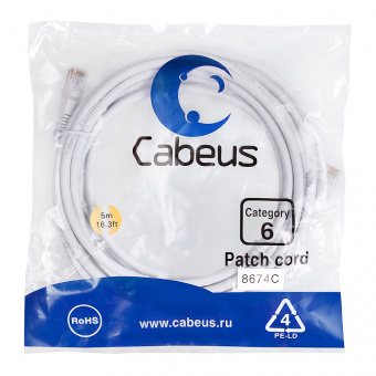 патч-корд cabeus pc-utp-rj45-cat.6-5m-wh