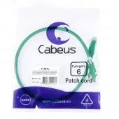Патч-корд CABEUS PC-UTP-RJ45-Cat.6-0.3m-GN-LSZH (11167c)